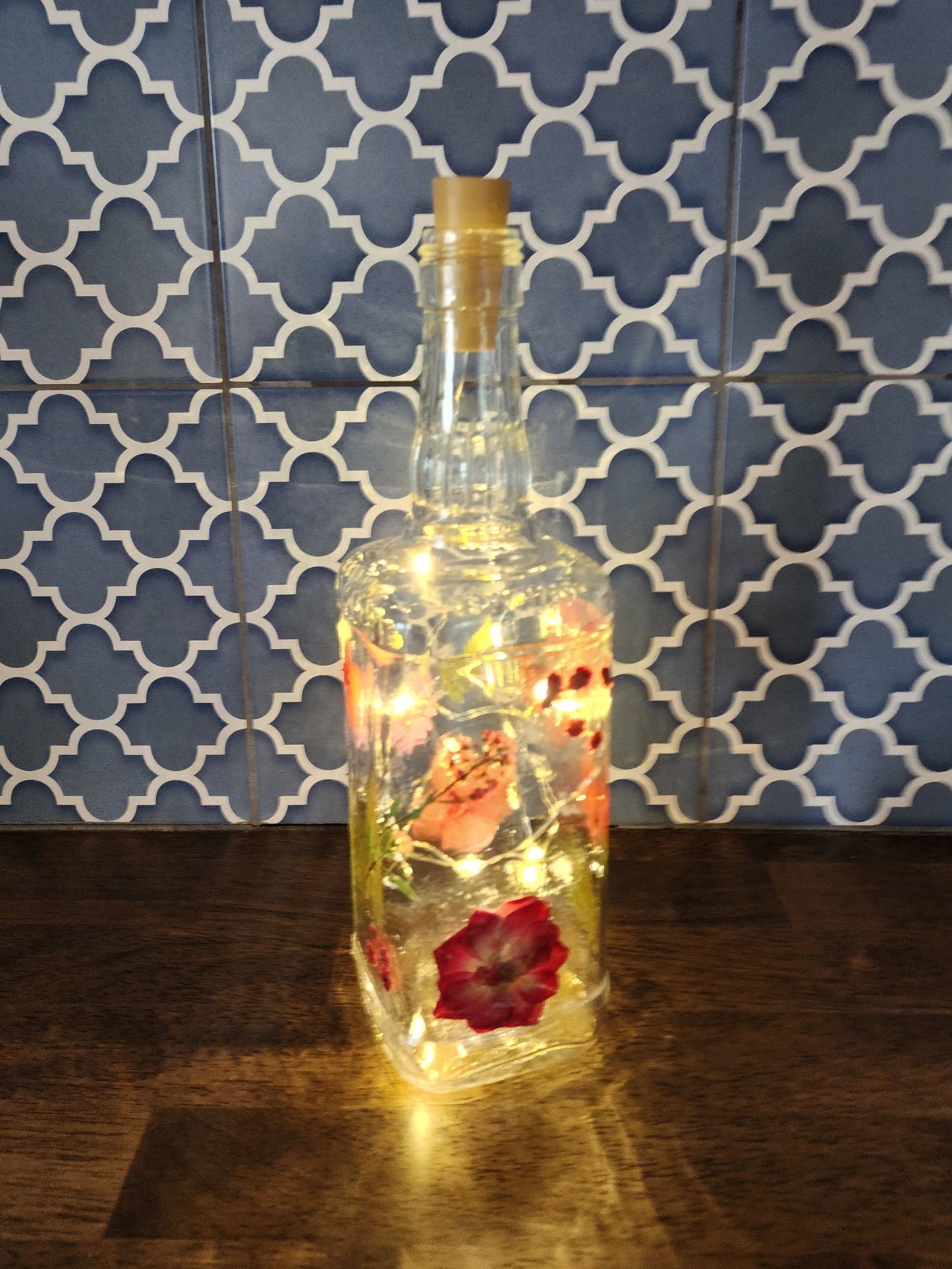 Floral wine bottle lights